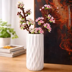 Cylindrisk Vase til LEGO blomster / Kunstige blomster – Bølge Design – 18 cm – Valgfri farve