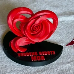 3D-printet Hjerte-Rose Figur – Verdens Bedste Mor
