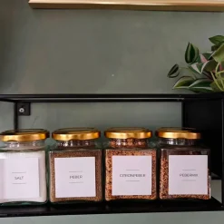 Firkantet Krydderiglas / Sylteglas med guld låg – 212 ml