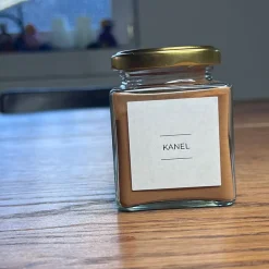 Firkantet Krydderiglas / Sylteglas med guld låg – 212 ml