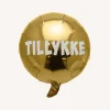 Folieballon Guld m. Tillykke Ø55 cm.
