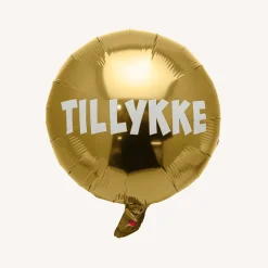 Folieballon Guld m. Tillykke Ø55 cm.