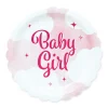Formede Paptallerkener “Baby Girl” (8 stk – 19 cm) – Lyserød Bodysuit-design