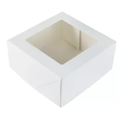 Kageboks / Kageæske Hvid med vindue 19 x 19 x 9 cm