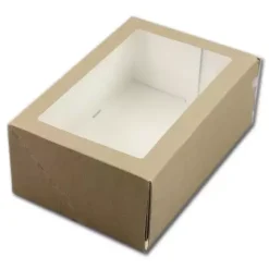 Kageæske Kraft med vindue – 24 x 16 x 9 cm