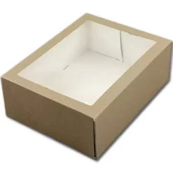 Kageæske Kraft med vindue – 26 x 20 x 9 cm