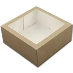 Kageæske Kraft med vindue – 21 x 21 x 9 cm