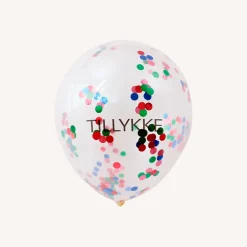 Konfetti Balloner “Tillykke” 5 stk. – Ø30 cm.