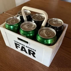 Ølkasse med teksten “Verdens bedste far” – til 6 dåser (330 ml)