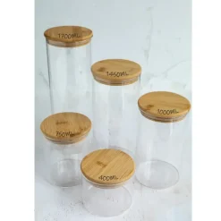 Opbevaringsglas med Bambuslåg (1000 ml) – BrandNewCake