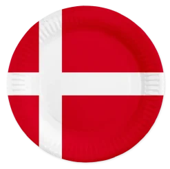Paptallerkener med Dannebrog (8 stk – 23 cm) – FSC®-certificeret
