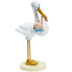 Topfigur Stork med baby blå 11 cm